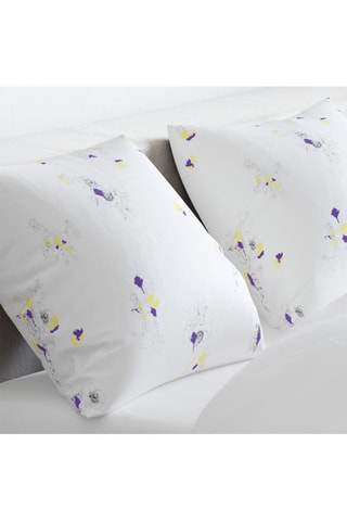 Parure de couette en satin de coton 200 fils/cm² Esquisse Floral - Blanc