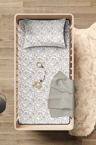 Parure de couette en satin de coton 200 fils/cm² Floraison de Roses - Taupe