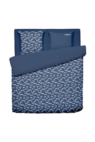 Parure de couette en flanelle de coton Signature - Bleu marine