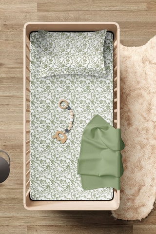 Parure de couette en satin de coton 200 fils/cm² Floraison de Roses - Vert