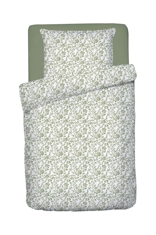 Parure de couette en satin de coton 200 fils/cm² Floraison de Roses - Vert