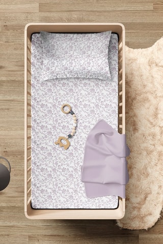 Parure de couette en satin de coton 200 fils/cm² Floraison de Roses - Violet