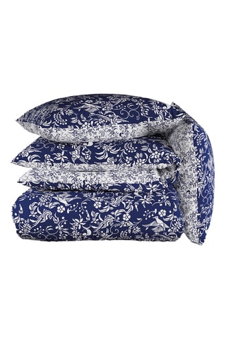 Parure de couette en satin de coton 80 fils/cm² Birds - Bleu