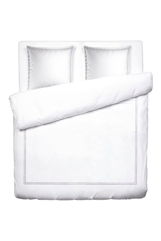 Parure de couette en satin de coton 80 fils/cm² La Rochelle - Gris clair et blanc