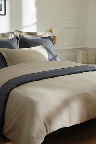 Parure de couette en satin de coton 80 fils/cm² La Rochelle - Taupe