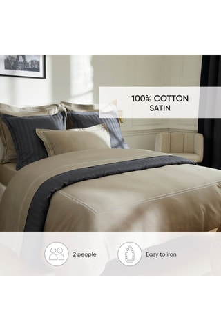 Parure de couette en satin de coton 80 fils/cm² La Rochelle - Taupe