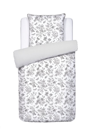 Parure copripiumino in raso di cotone 80 fils/cm² Envolée de papillons - Bianco 