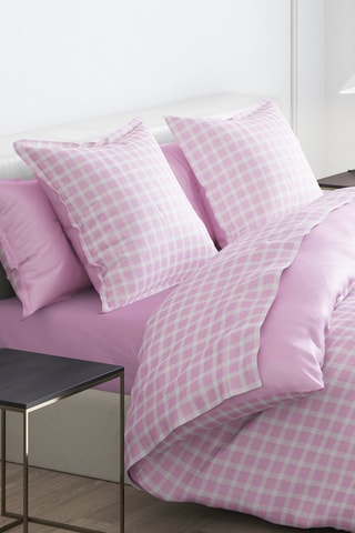 Parure copripiumino in raso di cotone 200 fili/cm² Les Carreaux d'Eléna - Rosa