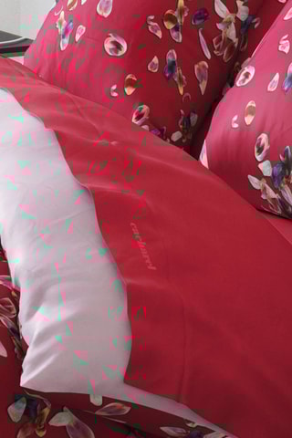 Lenzuolo sopra in raso di cotone 200 fili/cm² Aurore - Rosso