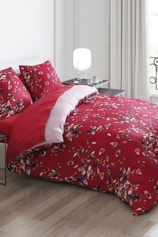 Lenzuolo sopra in raso di cotone 200 fili/cm² Aurore - Rosso