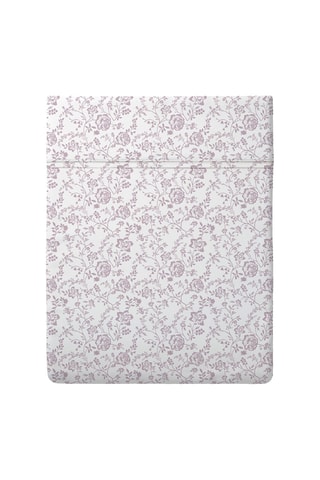 Drap plat satin de coton Floraison de Roses - Violet