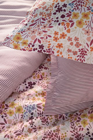 Drap plat en satin de coton 80 fils/cm² Fleurs des Champs - Bordeaux