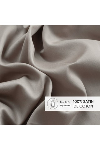 Drap plat en satin de coton 80 fils/cm² - Taupe
