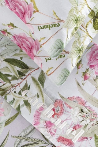 Parure lenzuola in raso di cotone 200 fili/cm² Jardin de roses - Verde timo