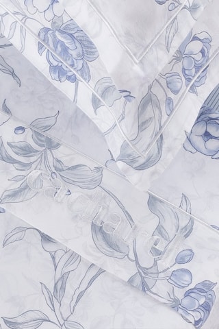 Parure de draps en satin de coton 80 fils/cm² Fleurs azurées - Blanc