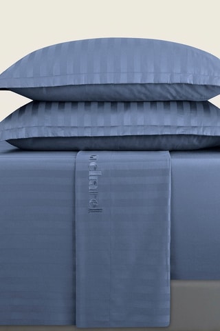 Parure lenzuola in raso di cotone 80 fili/cm² Dobby Stripe Woven - Blu