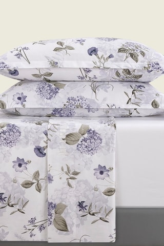 Parure lenzuola in raso di cotone 80 fili/cm² Fleurs Passion - Bianco 