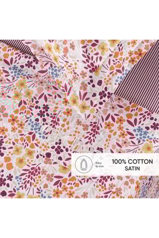 Parure de draps en satin de coton 80 fils/cm² Fleurs des champs -   Bordeaux