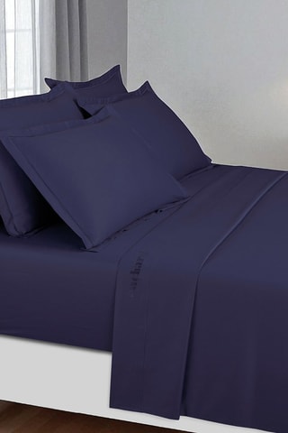 Parure lenzuola in raso di cotone 80 fili/cm² - Blu