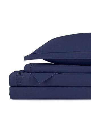 Parure lenzuola in raso di cotone 80 fili/cm² - Blu