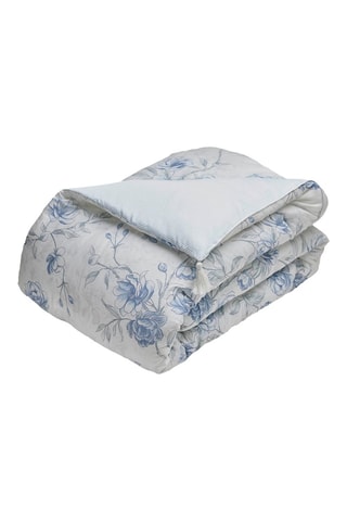 Édredon en satin de coton Fleurs azurées - Blanc