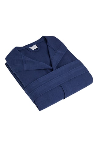 Peignoir à capuche Nid d'abeille - Bleu foncé