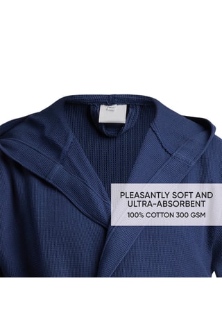 Peignoir à capuche Nid d'abeille - Bleu foncé