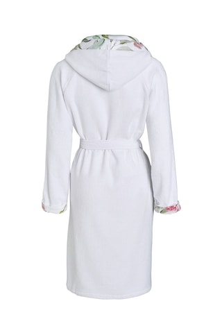 Accappatoio con cappuccio Jardin de roses 
Bianco