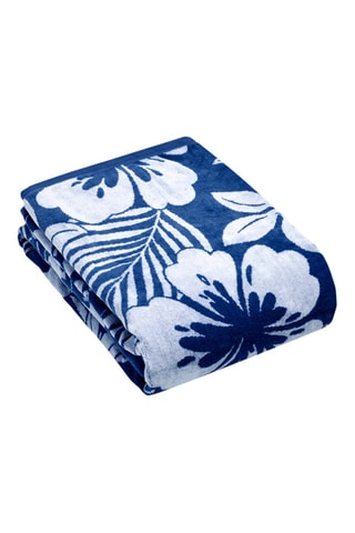 Serviette de plage Hibiscus - Bleu foncé- 90 x 180 cm