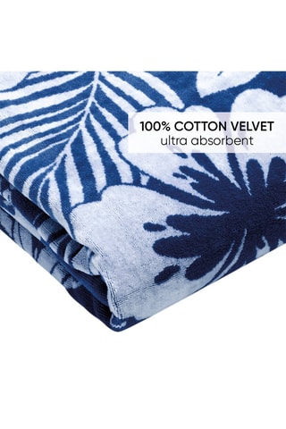 Serviette de plage Hibiscus - Bleu foncé- 90 x 180 cm