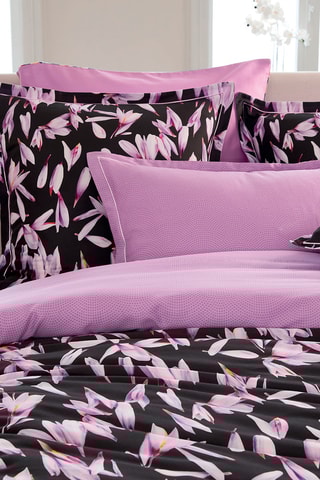 Drap housse réversible en satin de coton 80 fils/cm² Ondelia - Rose poudré et noir