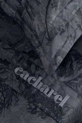 Parure lenzuola double face in raso di cotone 80 fili/cm² Flore  - Nero e grigio