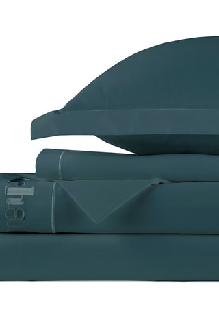 Parure lenzuola in raso di cotone 80 fili/cm² - Blu