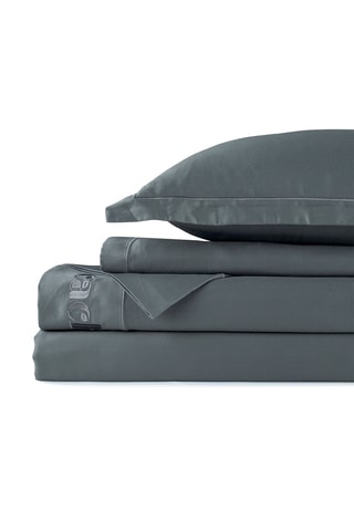 Parure lenzuola in raso di cotone 80 fili/cm² - Grigio scuro