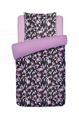 Parure copripiumino in raso di cotone 80 fili/cm² Nuit en fleurs - Nero