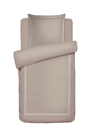 Parure de couette en satin de coton 80 fils/cm² La Rochelle - Blanc et taupe