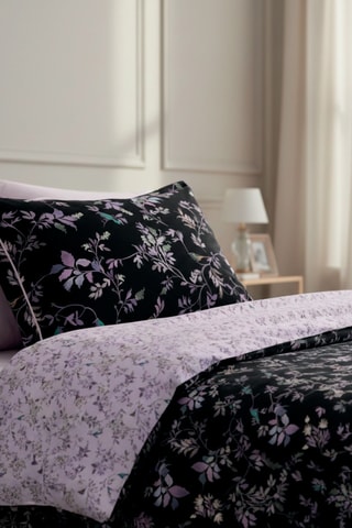 Drap plat en satin de coton 80 fils/cm² Eden Sauvage - Noir