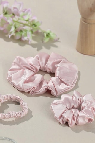 3 chouchoux en soie Elyna - Rose clair