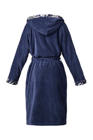 Accappatoio con cappuccio in velluto Bouquet de nuit  - Blu scuro
