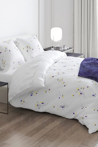 2 federe in raso di cotone 80 fili/cm² Esquisse Floral  - Bianco