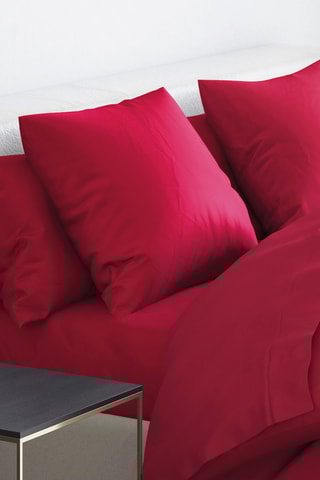 2 federe in raso di cotone 80 fili/cm²  - Rosso