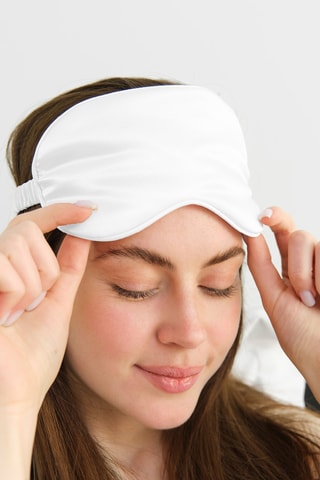 Taie d'oreiller et masque de nuit en soie Lunéia - Blanc