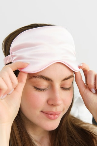 Taie d'oreiller et masque de nuit en soie Lunéia - Rose clair