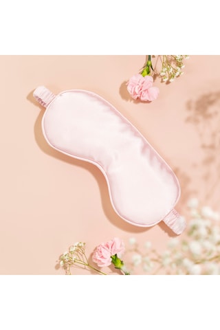 Taie d'oreiller et masque de nuit en soie Lunéia - Rose clair