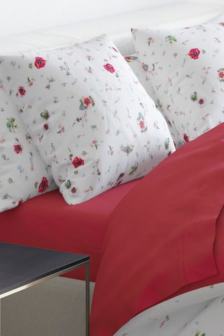 Lenzuola sotto in raso di cotone 80 fili/cm² - Rosso