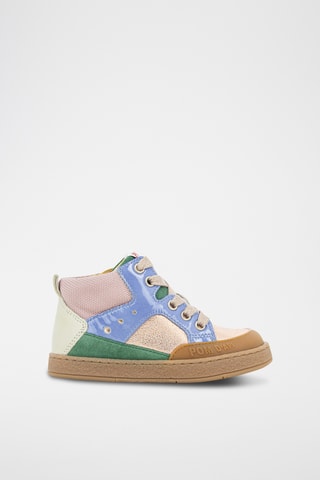 Bottines en cuir - Rose poudré et vert foncé