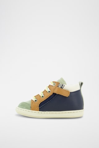 Baskets en cuir - Bleu marine et vert clair