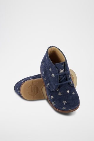 Boots en cuir - Bleu marine et argenté