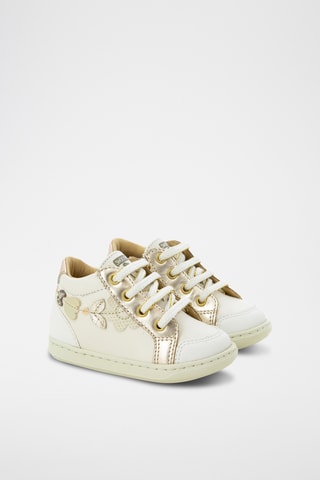 Baskets en cuir - Vert clair et doré