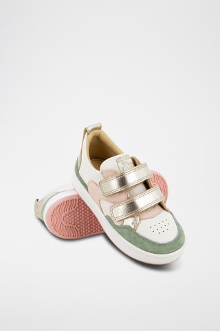 Baskets en cuir de chèvre - Blanc et rose poudré